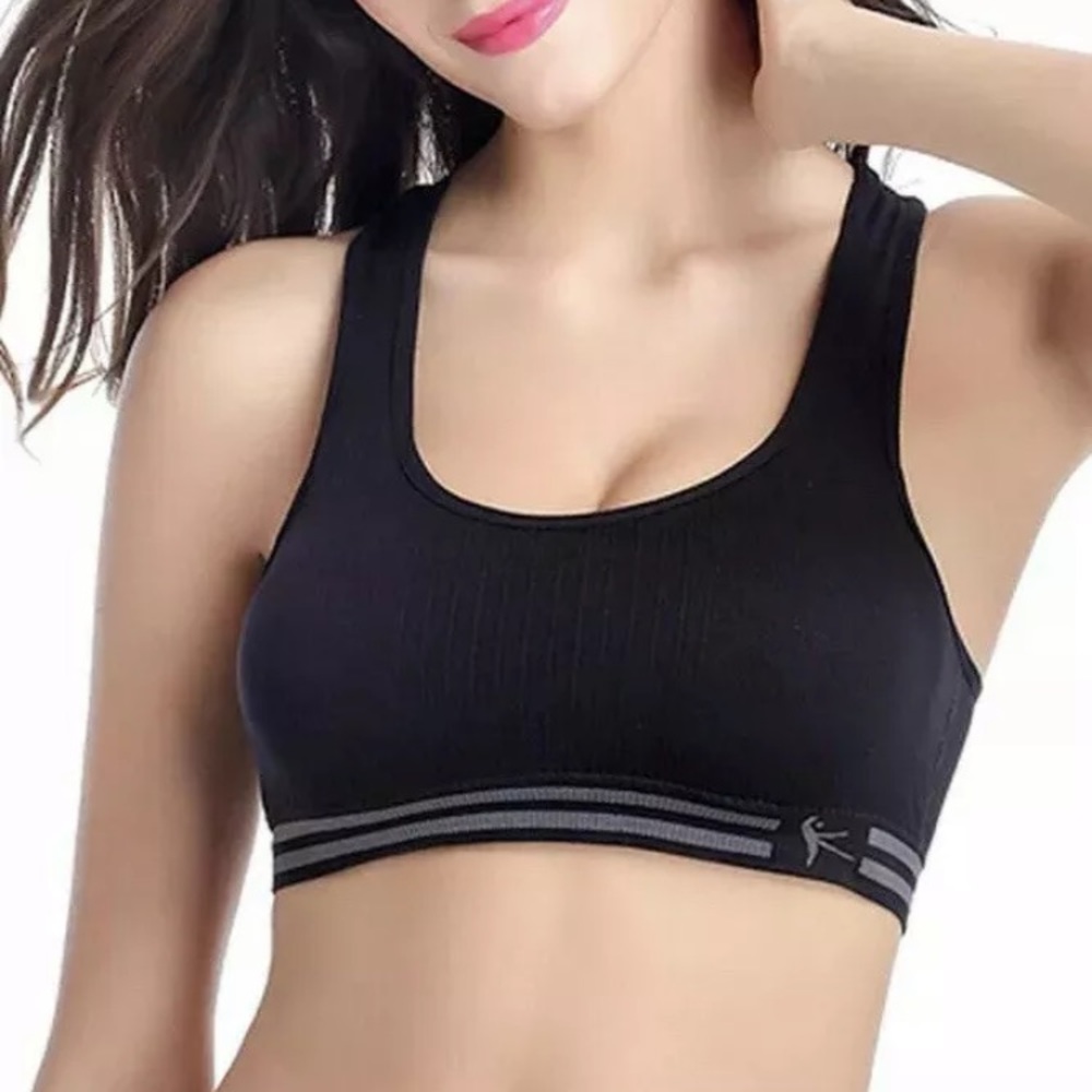 Wenovyl Black Padded Sports Bra Racerback